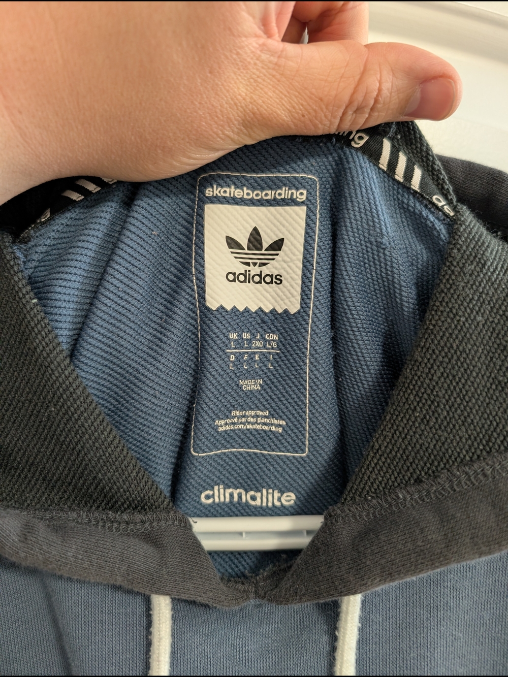 adidas Skateboarding Charcoal Hoodie with Blue and Burgundy Panels - Picture 5 of 11